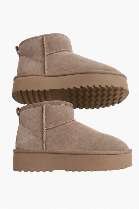 Ghete tip UGG cu platforma - piele intoarsa naturala, 35-40