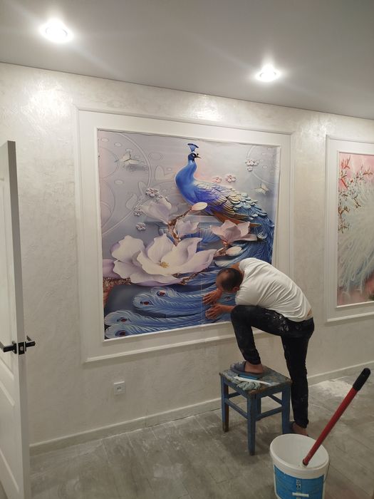 Поклейка обоев галтель