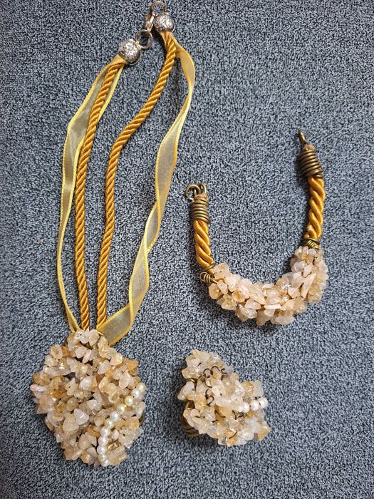 inel  bratara lant perle  pietre citrine naturale