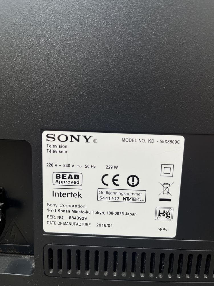 TV Sony Smart / 55 inch / Model Bravia 55X8509C