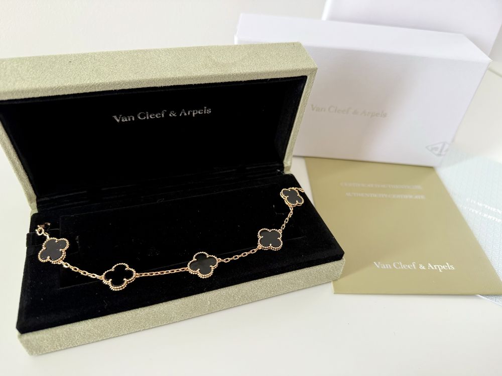 Van Cleef & Arpels Гривна с 18к Златно покритие - Цвят Черен + Кутия