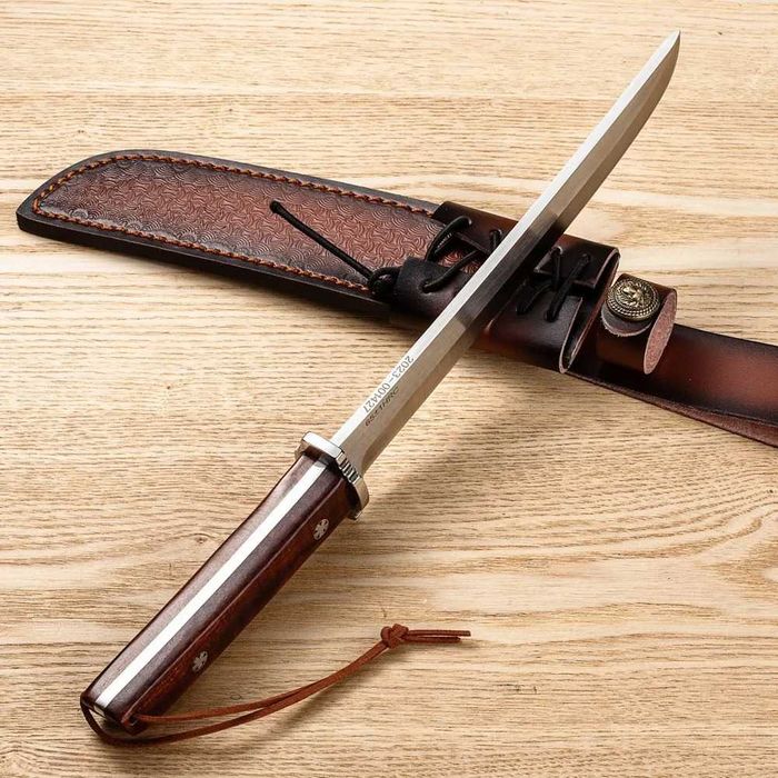 Katana Premium,Otel inoxidabil,Maner Lemn trandafir,Teaca piele, 35 cm