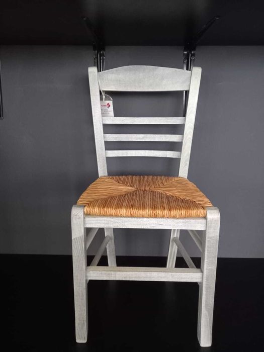 Scaun cadru lemn gri, sezut impletit maroniu 1 bucata