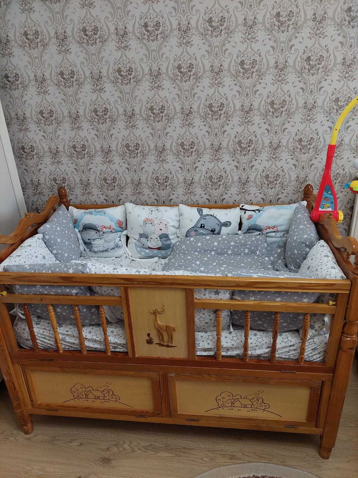 Детская кровать с матрацем и бортиками