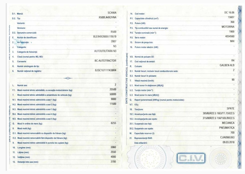 De vanzare ansamblu SCANIA R500 si Semiremorca HOFFMANN