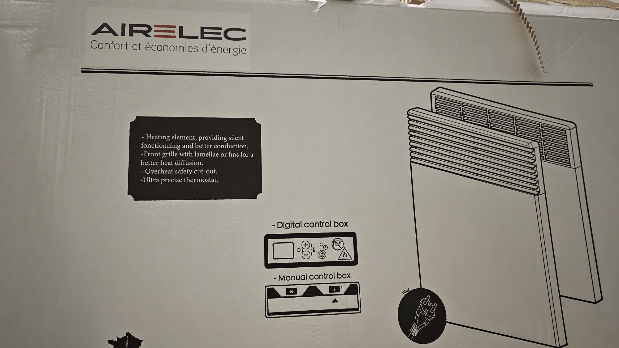Отоплителен конвектор - Airelec Tactic Pro 2500W, електронен термостат