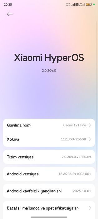 Xiaomi T 12 pro 5G Xolati yahshi B/U