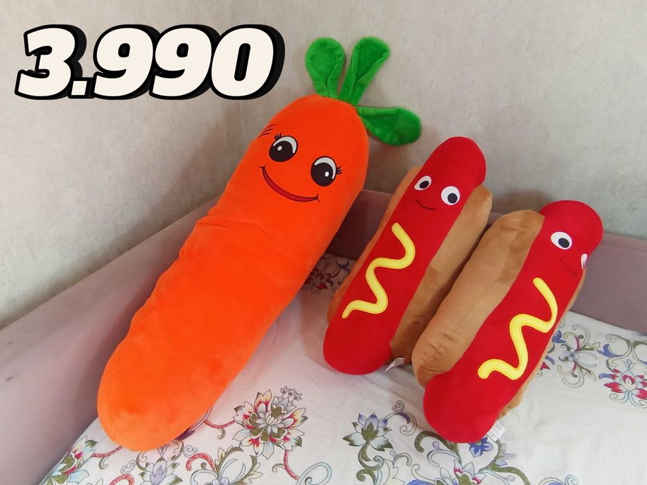 Мягкая игрушка " Морковка" и "Хот-дог"