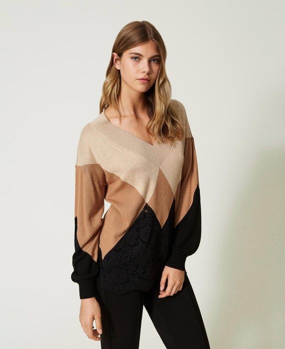 Пуловер с ангора и люрекс Twinset,размер L/XL, ново с етикет!