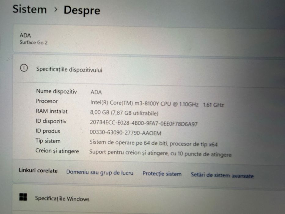 Microsoft Surface Go 2 - model 1927 - 8GB, 128GB, LTE 4G, Windows 11