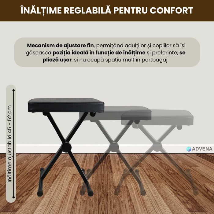 Scaun pian reglabil,  confortabil si durabil, piele naturala