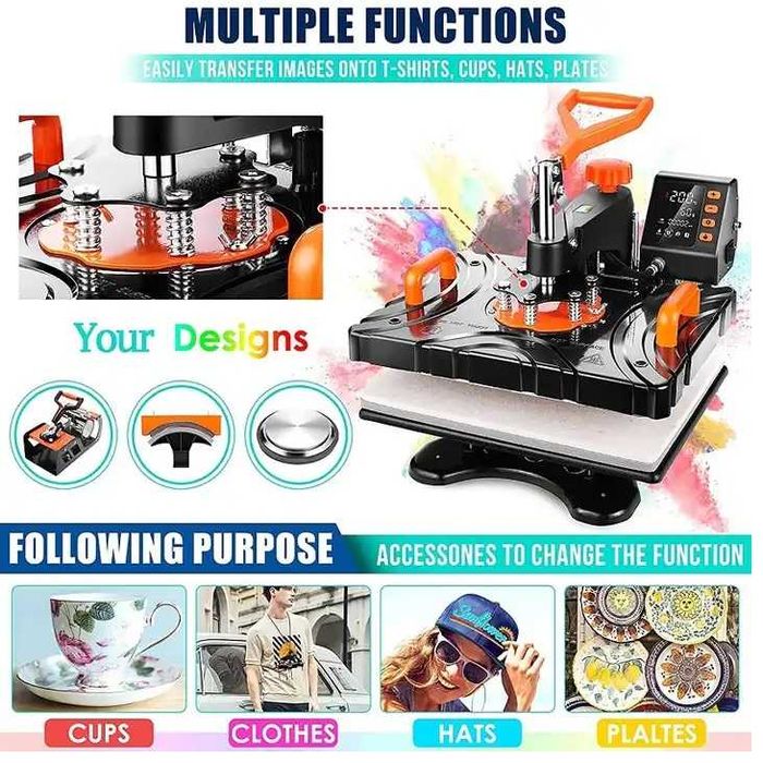 Presa Termica Personalizari FreeSUB 8in1, Cani, Tricouri, Sepci