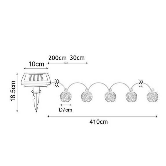 Декоративни лампи за градина, терса, соларни фенери, 4м., 8бр