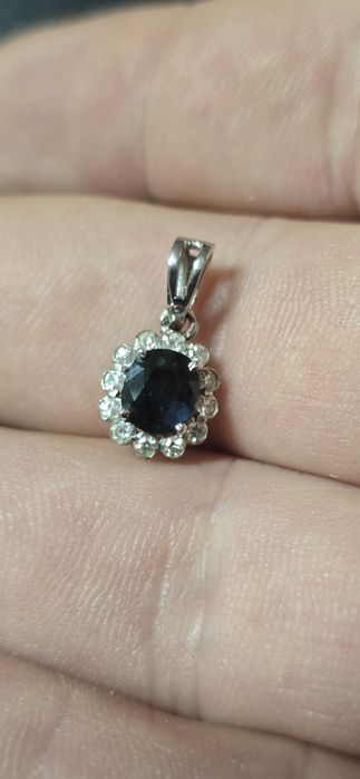 Pandant aur 18 k safir si diamante naturale