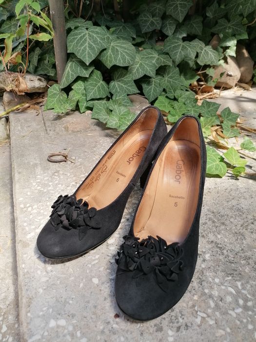 Pantofi cu toc din piele întoarsă naturala firma GABOR Mărimea 38