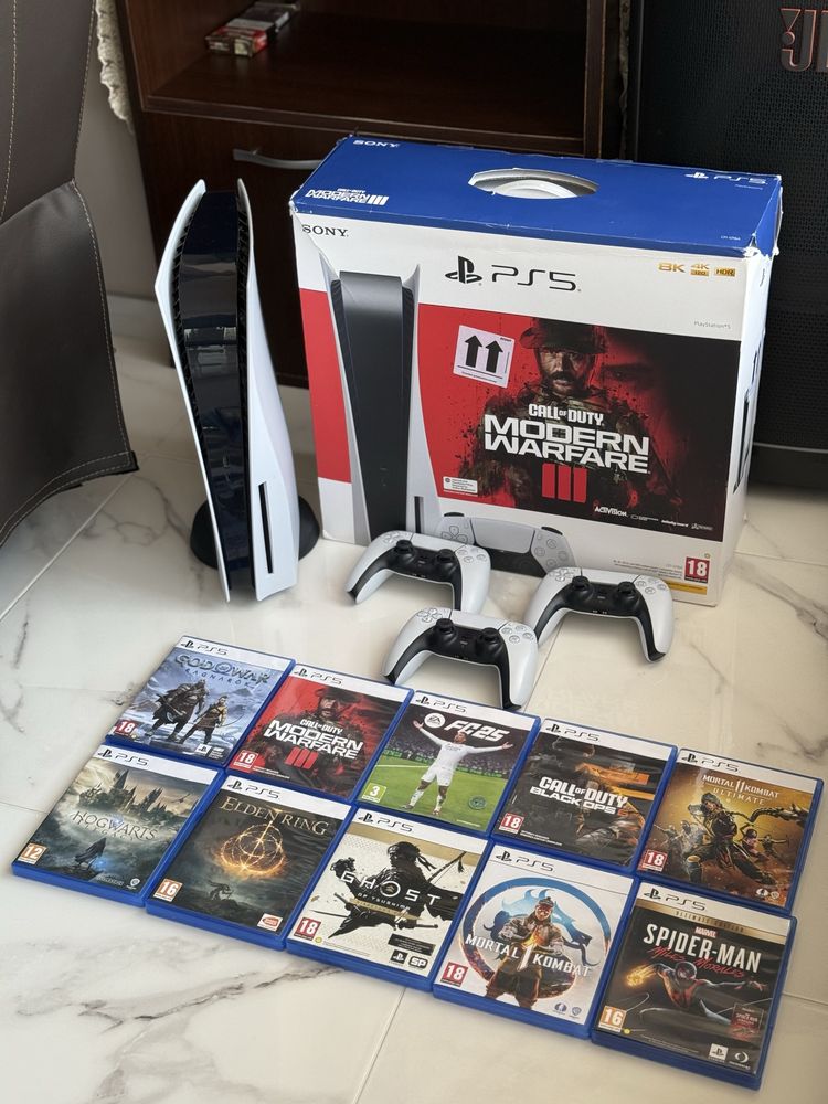 PS5 Disc Edition с Гаранция - 3 Джойстика и 20 игри