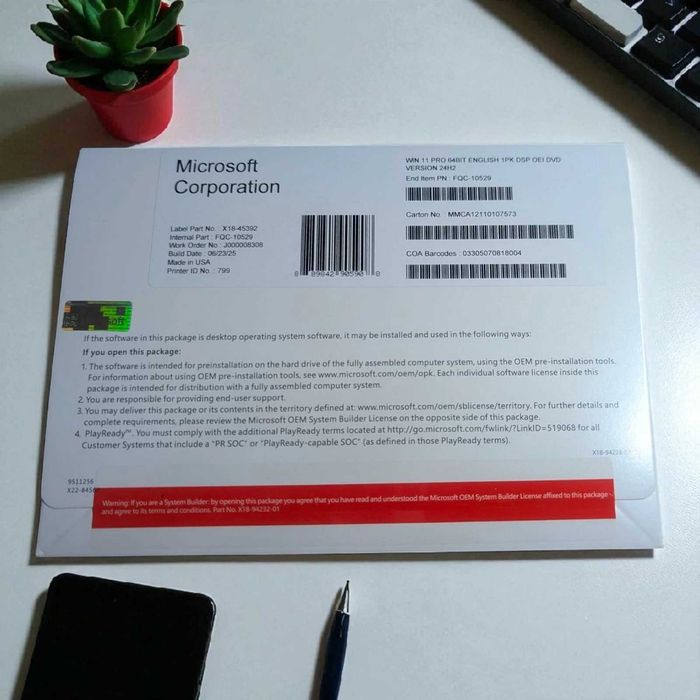 Microsoft Windows 11 PRO — DVD Pack (OEM)  LITSENZIYA