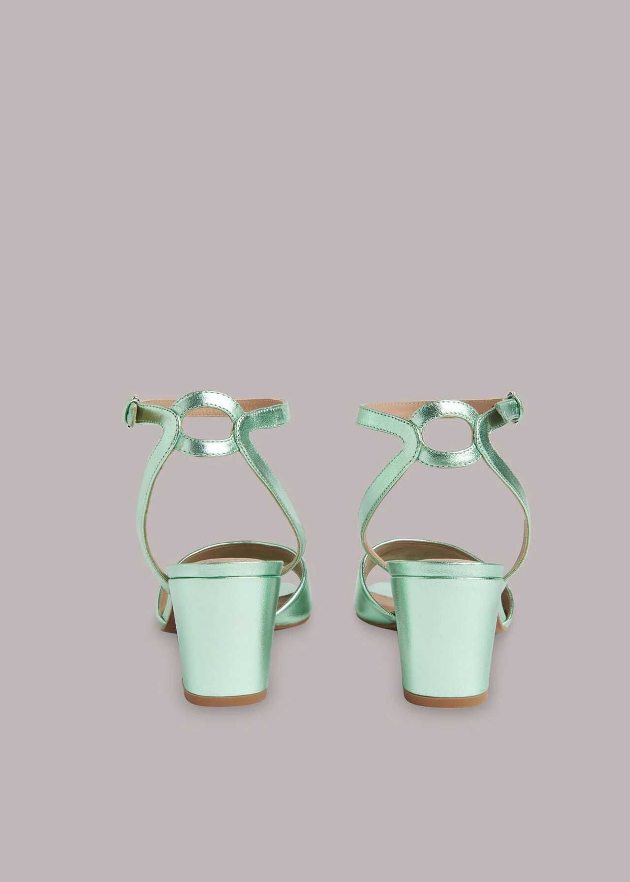 Дамски обувки Whistles 
Green Leather Emerson Heeled Sandals