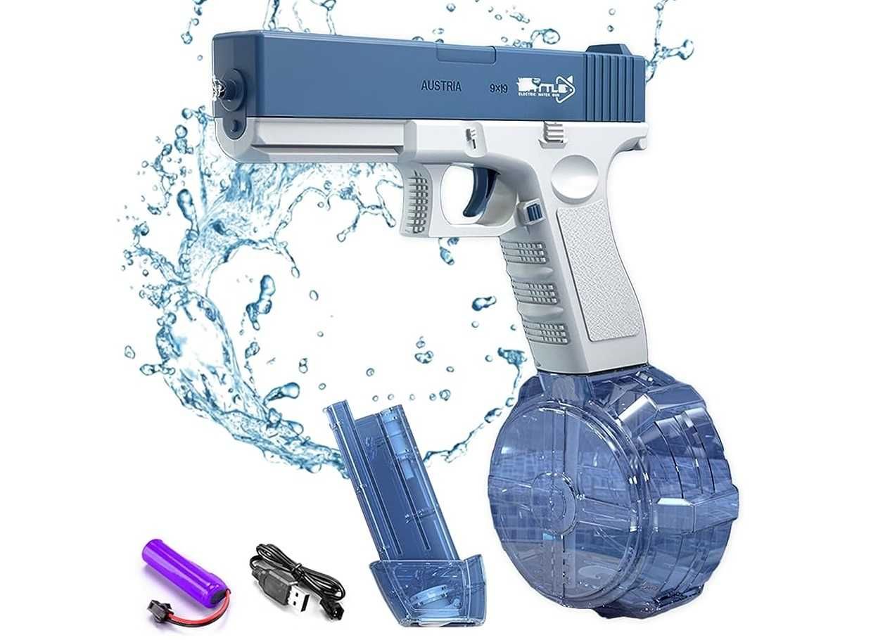 OFERTA Pistol glok NOU jucarie electric apa plaja (2 rez. mic mare)