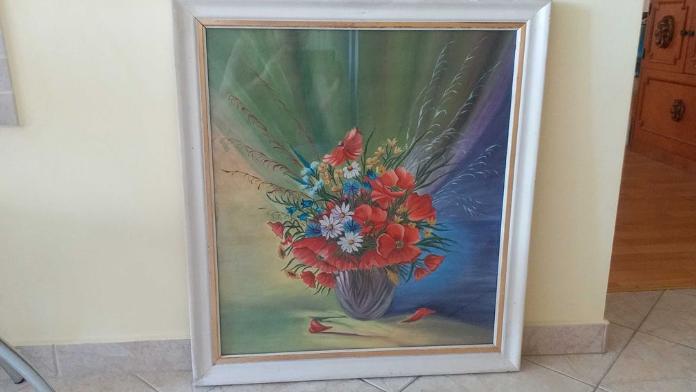 Pictura Franțuzească Veche in Ulei pe Panza,Rama lemn,70×77cm,Ocazie