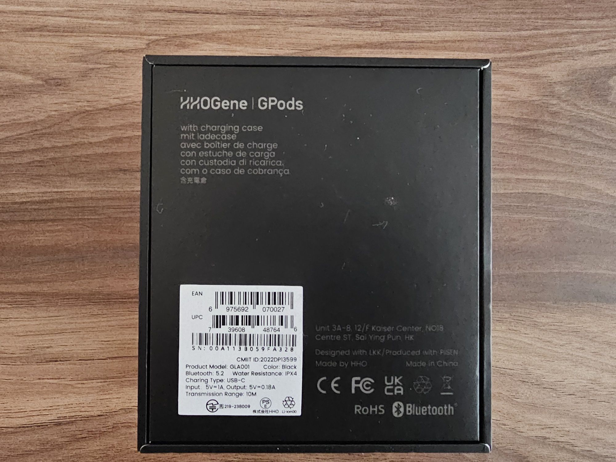 Слушалки HHOGene GPods TWS, ANC, RGB, Черни