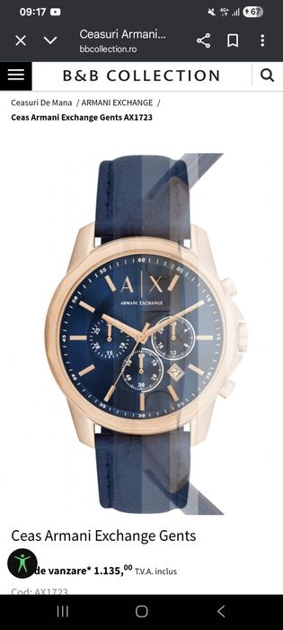 Vând ceas Armani Exchange Auriu