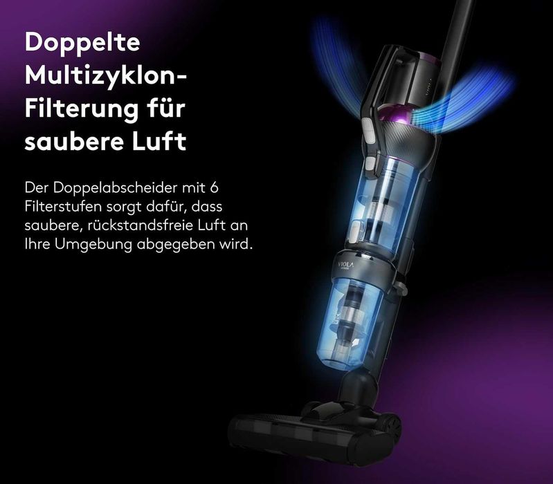 Вертикална прахосмукачка с моп Viola AIR-B 600 батерия до 80мин 28.8V
