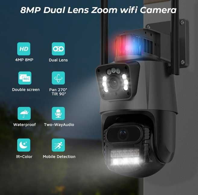 Camera Supraveghere Rotativa 360° 4K Loosafe P11 PRO Dubla WiFi 8MP