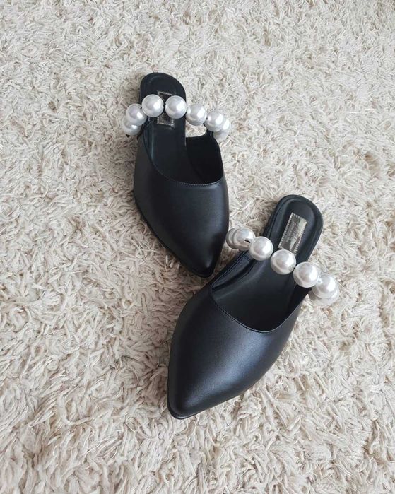 Balerini cu PERLE din piele naturală 100%, interior, exterior