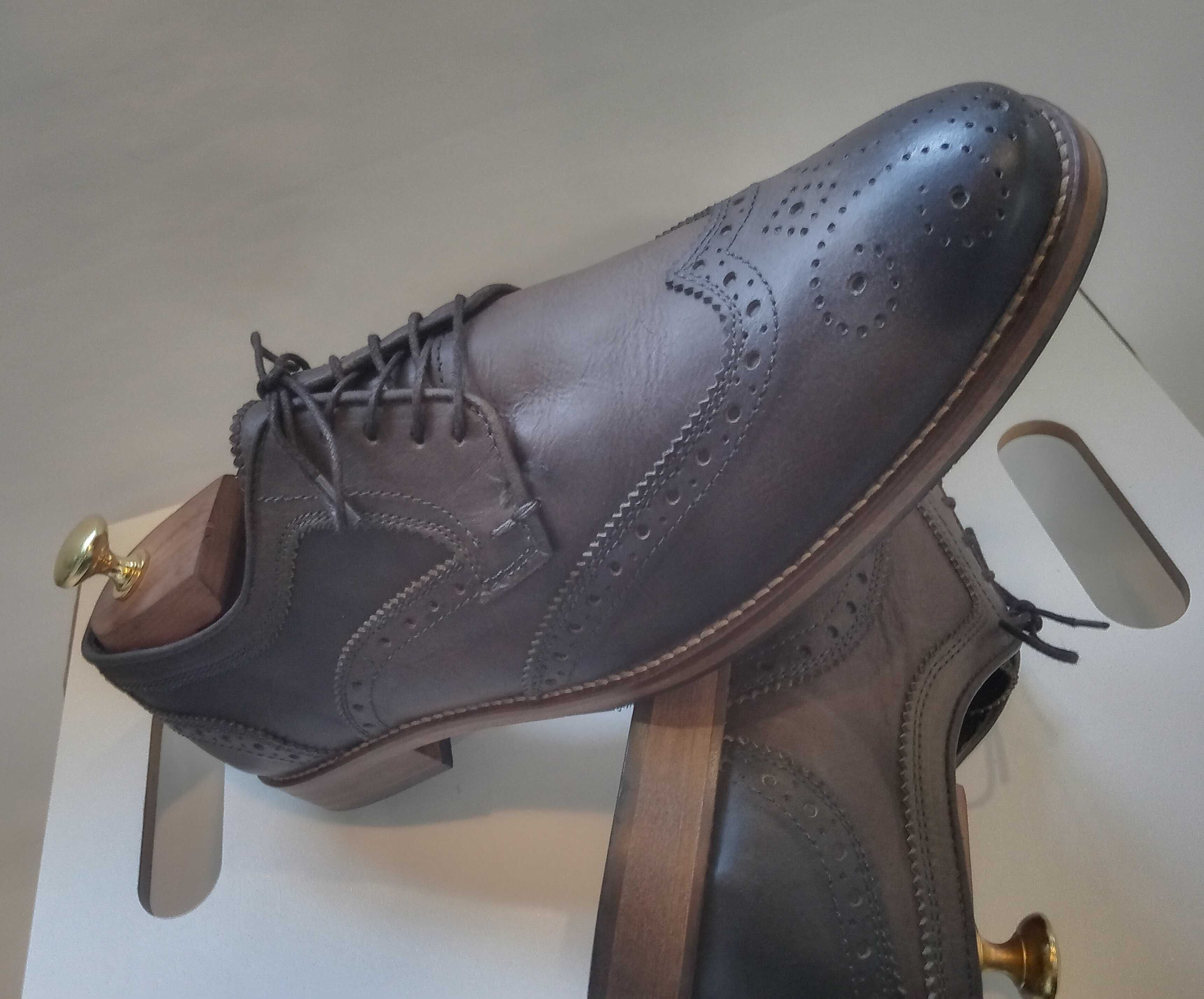 Pantofi derby brogue premium Asos 43 piele naturala moale