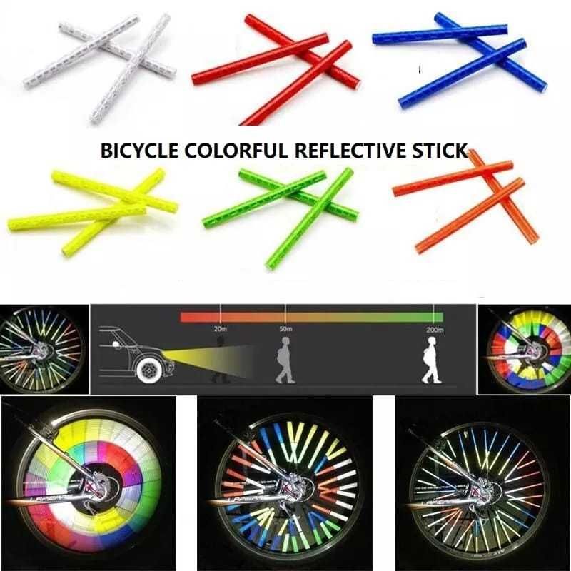 Set tuburi reflectorizante spite bicicleta 12 bucati plastic