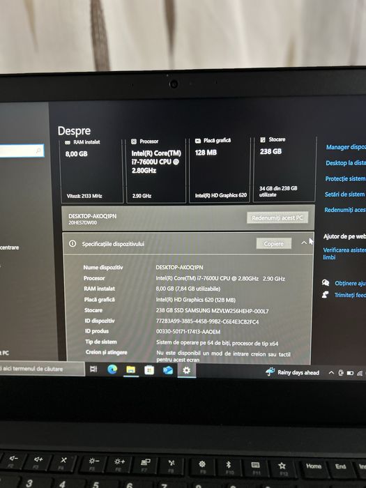 Laptop Lenovo| procesor i7gen7| 8gb ram ddr4| SSD M2 256gb