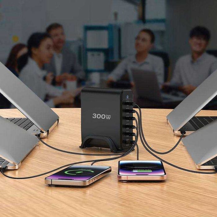 Зарядная док-станция 300w Powerology Volt-X Smart GaN Charger. Есть до