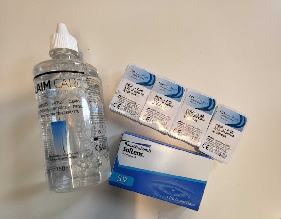 контактни лещи нови + подарък разтвор