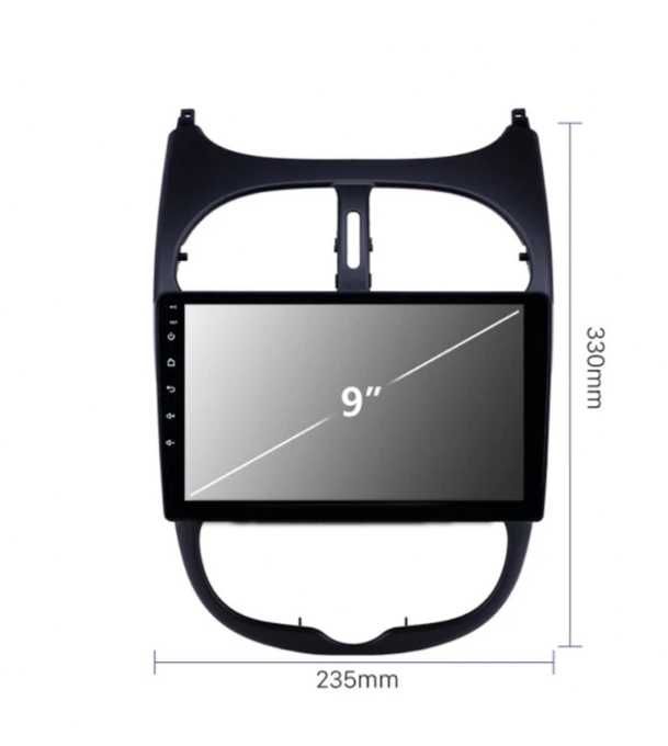 9-инчова мултимедия за Peugeot 206 (1998–2012) + подарък камера