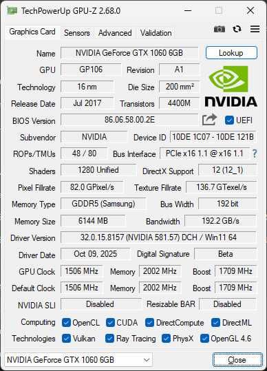 p106 6gb 192 bit (GTX 1060) analog