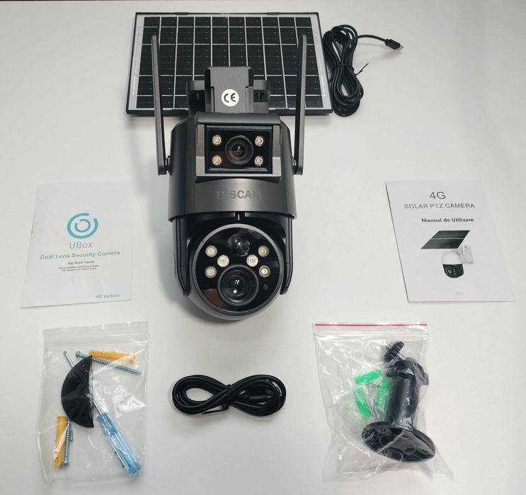 Camera de Supraveghere cu Panou Solar ,PTZ  4G,Q30B, cu Doua Lentile