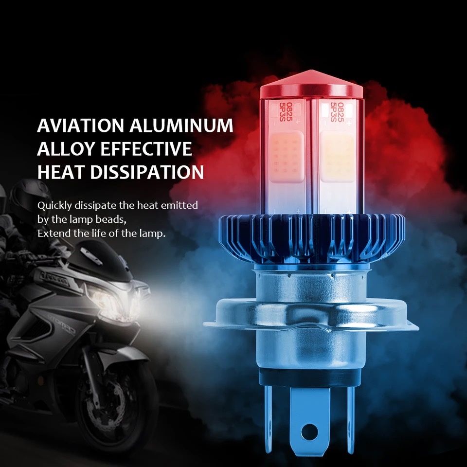1 БРОЙ LED Диодна крушка H4 за Мотор Мотоциклет 100W 12V +200%