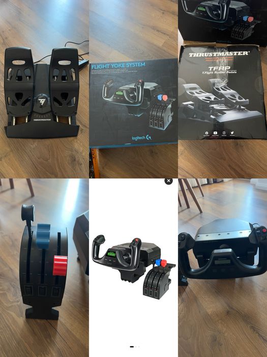 Vand set yoke + throttle + rudder pedals saitek pro/thrustmaster