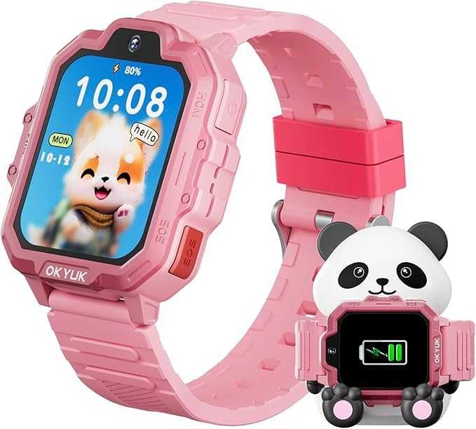 Детски смарт часовник OKYUK T17 детски смарт часовник GPS Черен Розов