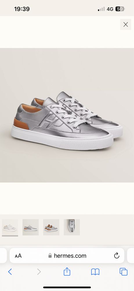 Sneakers dama Hermes Deep metallic silver,produs original.