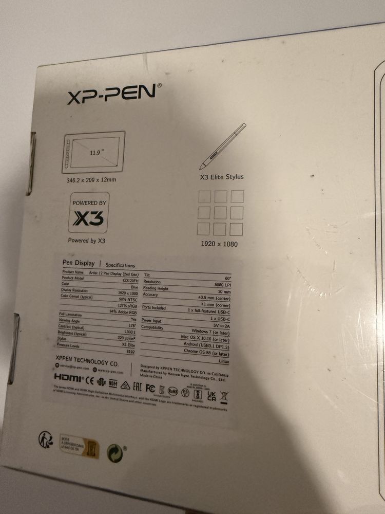 Vand XP-Pen Artist 12 Display (2nd Gen) Nou(Sigilata)