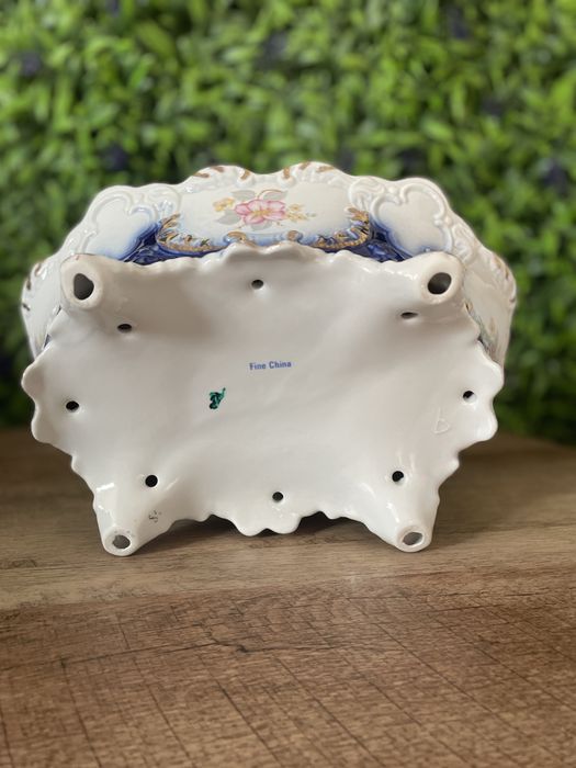 Antique fine porcelain floral basket