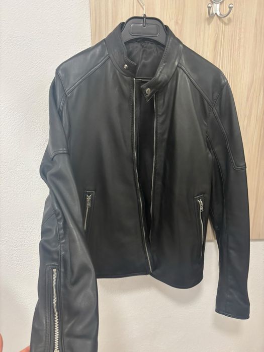 Мъжко кожено яке Mango - 100% кожа, С размер