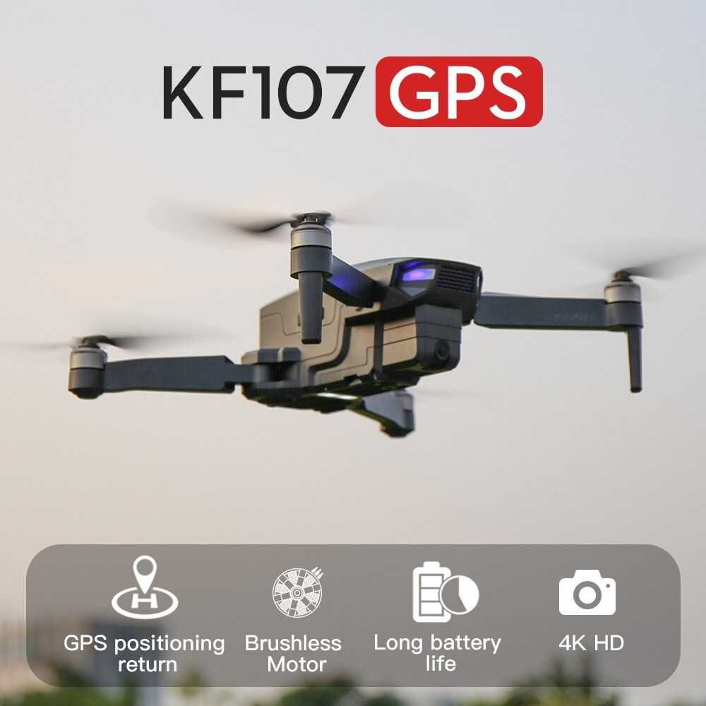 Дрон STELS KF107, 5G GPS, Камера 4K HD, WiFi, Черен