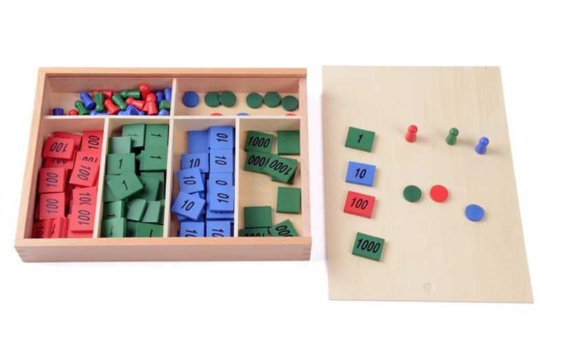 Дървен комплект Монтесори за ранно обучение математика в кутия