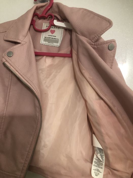 Еко кожа пепел роза яке с цип, с подплата  4-5г до 116см