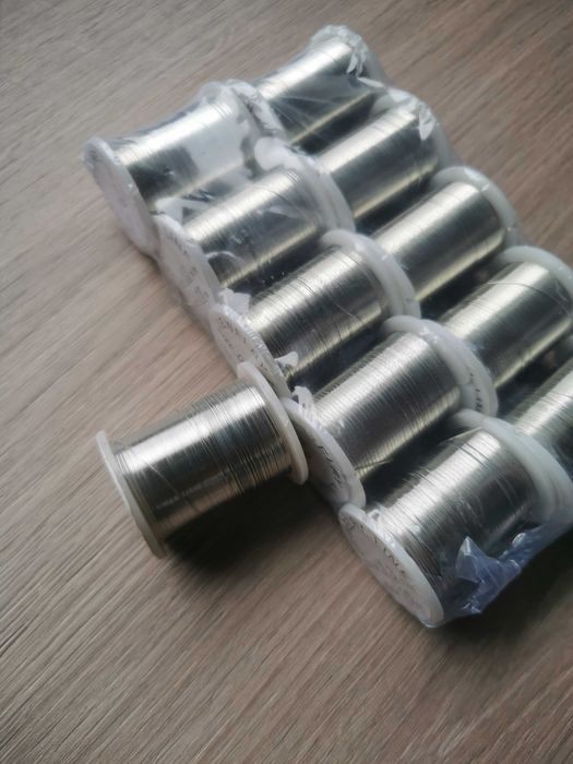 Fir metalic sarma pentru bijuterii 0,3 mm, argintiu, set 25 role x 10m