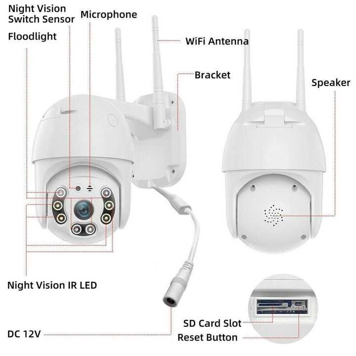 Wi-Fi камера за видеонаблюдение, 5MP, HD, Аудио връзка