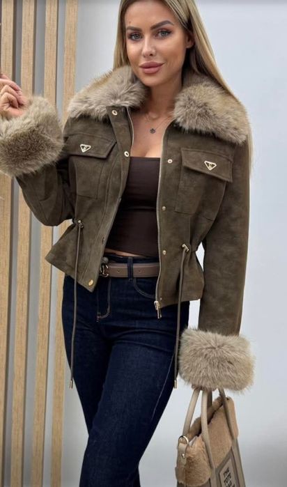 Чисто ново с етикет! Кафяво яке велур